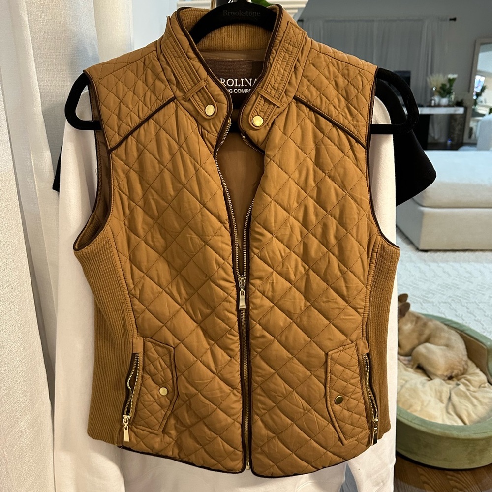 Pleated Tan Vest Gold Hardware Carolina Clothing Company